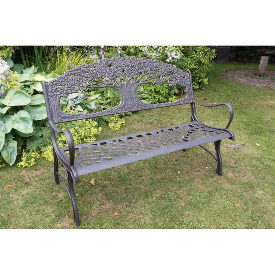 Gardeco 100 cast iron bench with tree - D&ROutdoorOasis