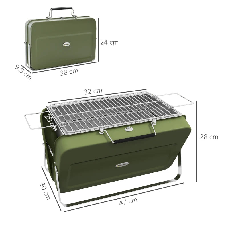 Outsunny Metal Suitable-Style Portable BBQ Grill - Green