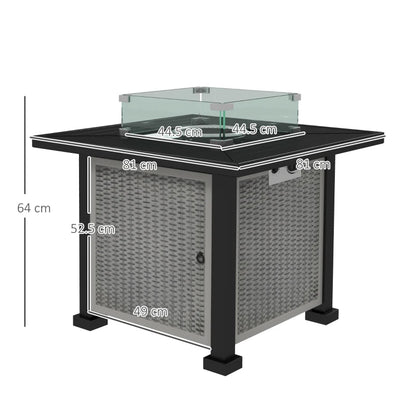 Outsunny 81 x 81cm 50,000 BTU Gas Fire Pit Table - Grey