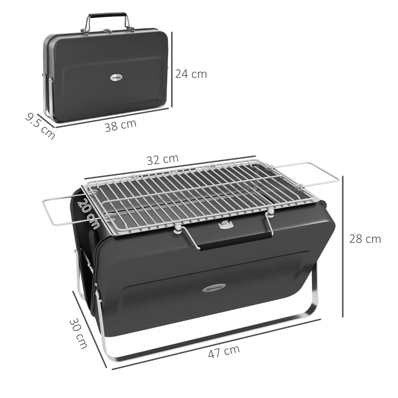 Outsunny Metal Suitable-Style Portable BBQ Grill - Black