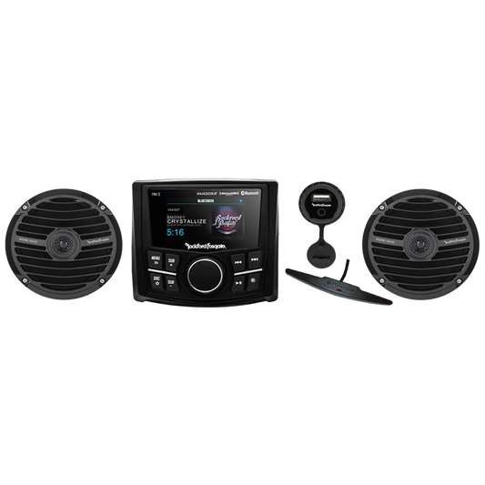 Bull Rockford Fosgate Bluetooth Player/Tuner, Marine Grade Audio Package IP