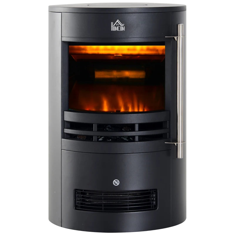 HOMCOM 900W/1800W Freestanding Electric Fireplace, Indoor Heater Fire Stove with Log Burner Effect Flame, Thermostat Control