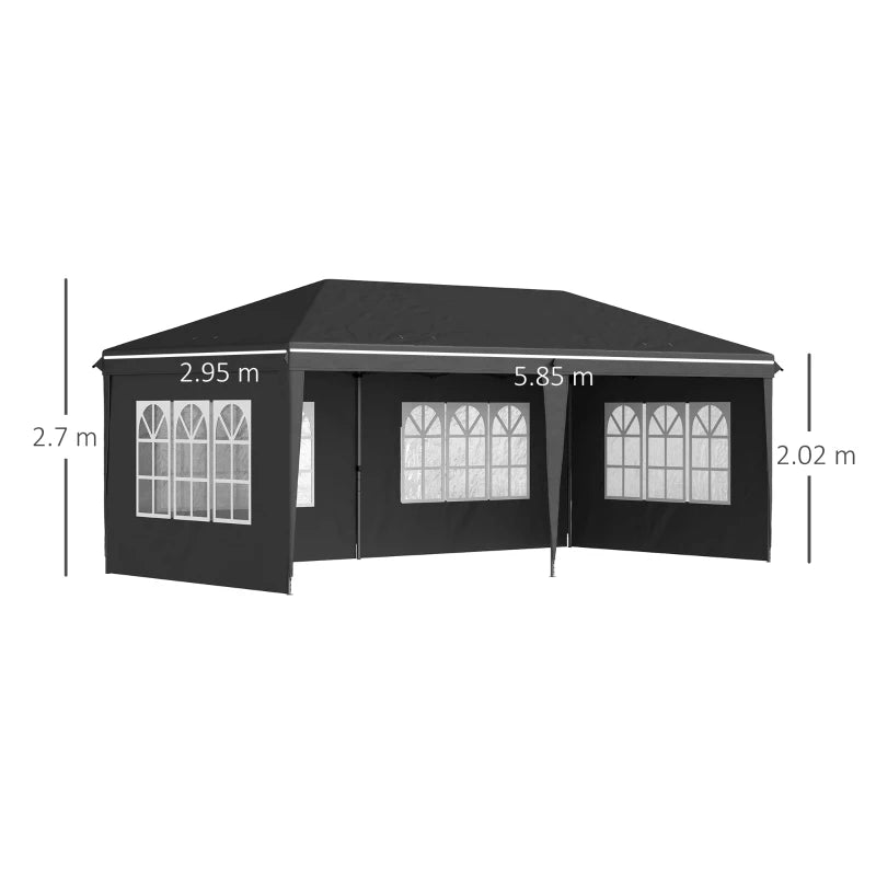 Outsunny 3 x 6m Pop Up Gazebo, Height Adjustable Marquee Party Tent with Sidewalls and Storage Bag