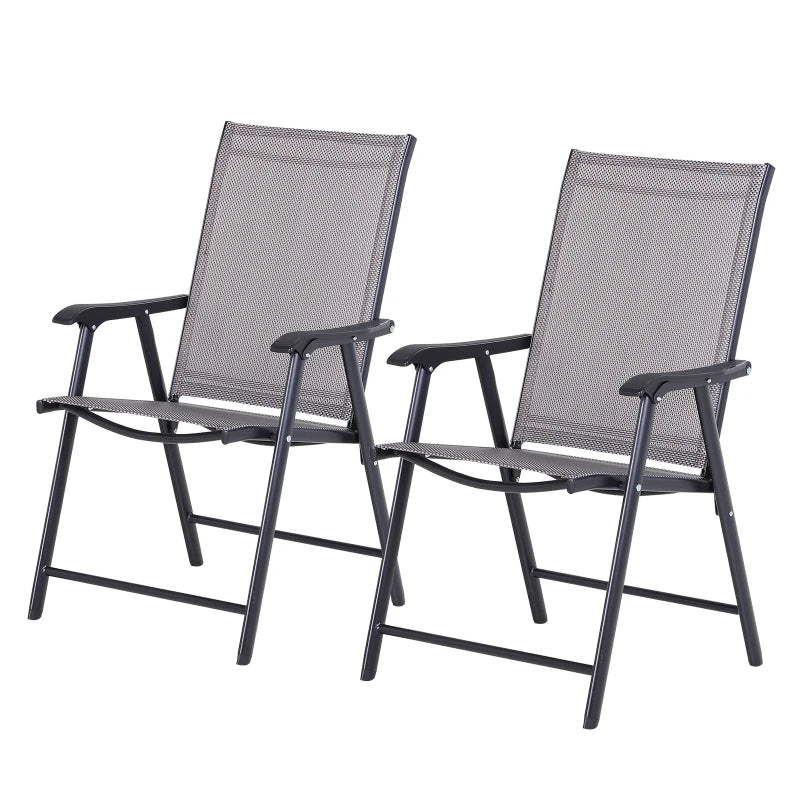 Outsunny Steel Frame Set of 2 Foldable Outdoor Garden Chairs