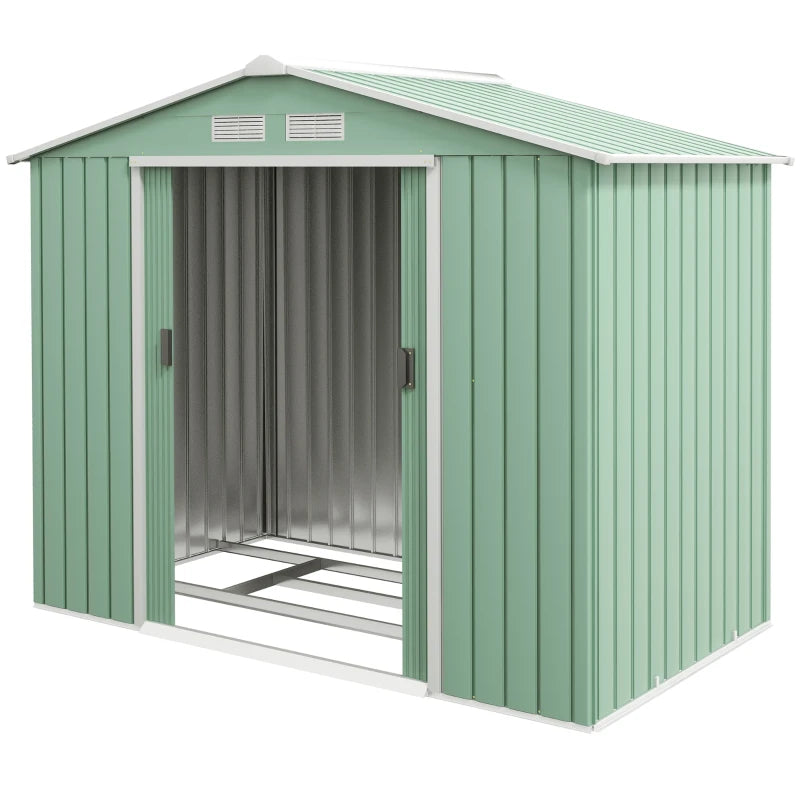 Outsunny 7ft x 4ft Lockable Garden Metal Storage Shed Storage Roofed Tool Metal Shed w/ Air Vents Steel