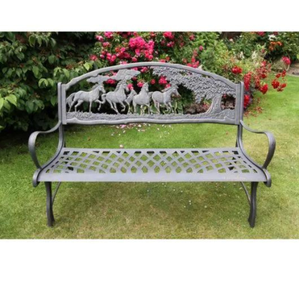 100 Cast Iron Bench with Horses Bench-Country - D&ROutdoorOasis