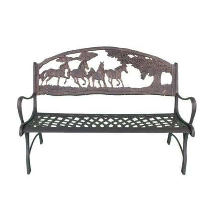 100 Cast Iron Bench with Horses Bench-Country - D&ROutdoorOasis