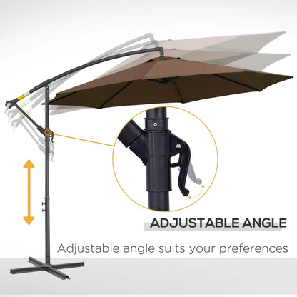 Outsunny 2.45m Overhanging Cantilever Parasol, with Cross Base