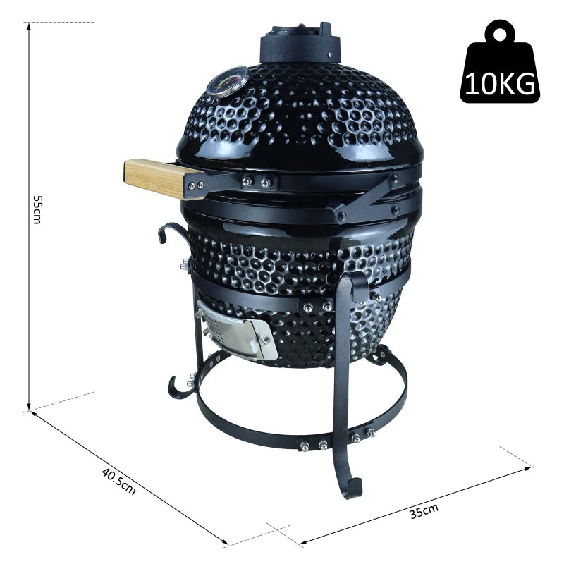 Outsunny Cast Iron Ceramic Charcoal BBQ Oven Black