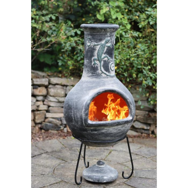 Extra-Large Iguana Mex Chimenea in Grey - D&ROutdoorOasis