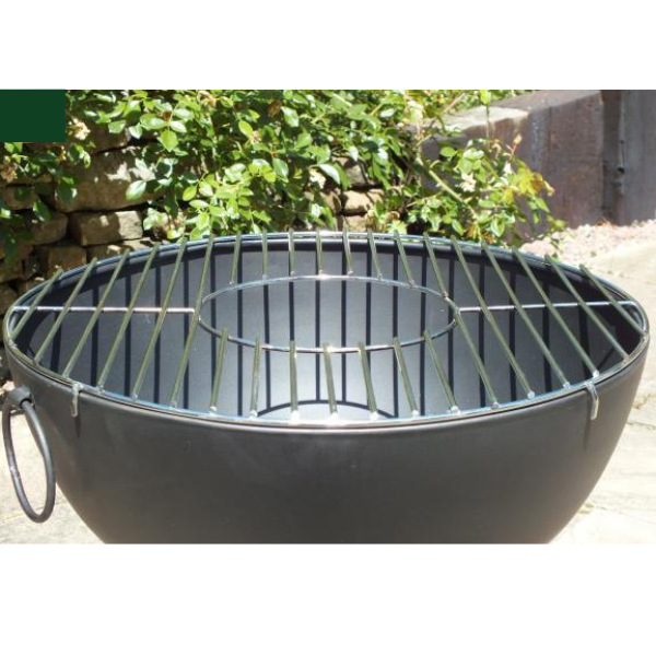 Gardeco CASA black steel fire bowl 70 cm dia, inc quality BBQ grill with opening - D&ROutdoorOasis