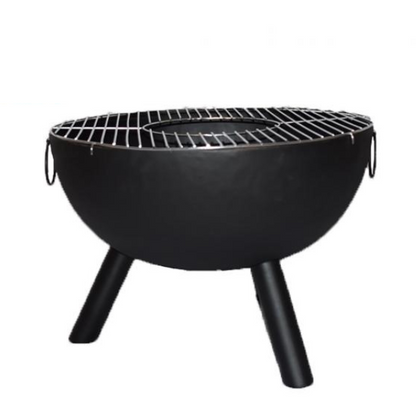 Gardeco CASA black steel fire bowl 70 cm dia, inc quality BBQ grill with opening - D&ROutdoorOasis