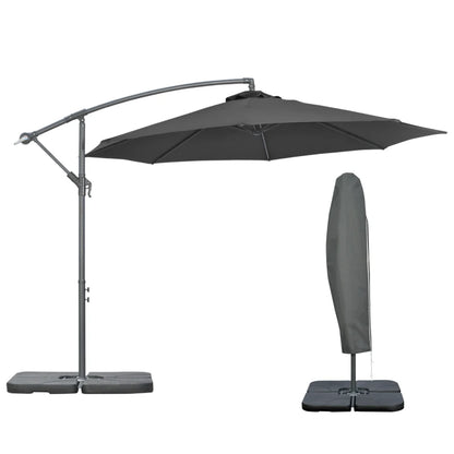 Outsunny 3(m) Garden Parasol Sun Shade Banana Umbrella Cantilever with Crank Handle