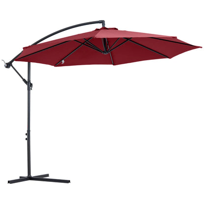 Outsunny 2.45m Overhanging Cantilever Parasol, with Cross Base