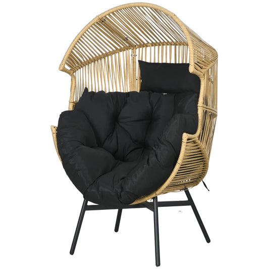 Outsunny String Rattan Egg Chair, with Padded Seat Cushion -