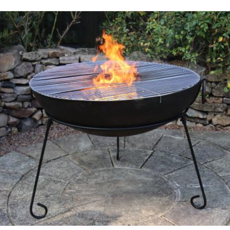 Extra-Large 80cm Kadai Fire Pit with Stand and BBQ Grill - D&ROutdoorOasis