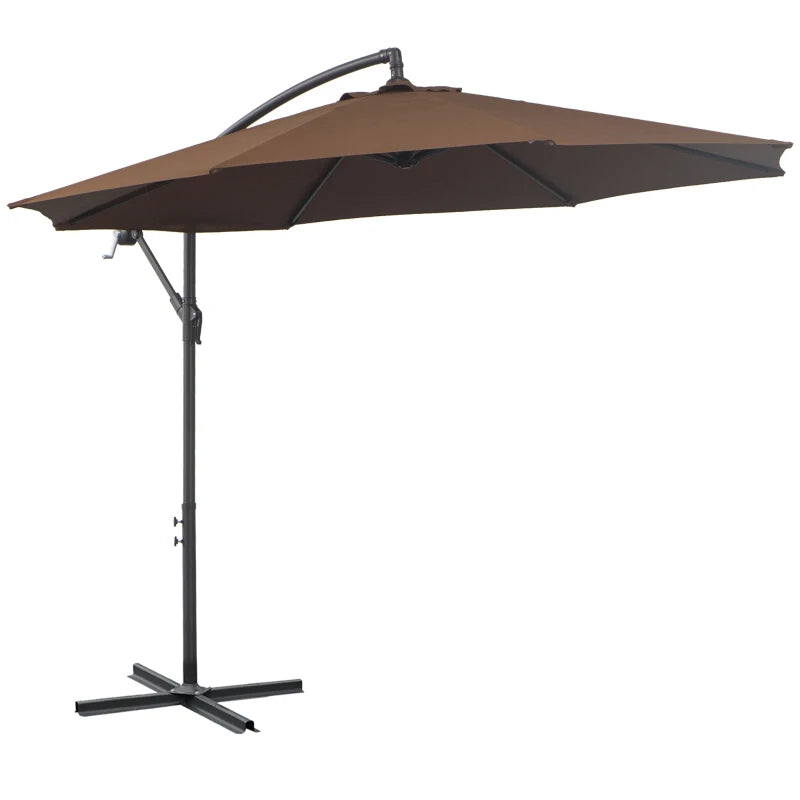 Outsunny 2.45m Overhanging Cantilever Parasol, with Cross Base