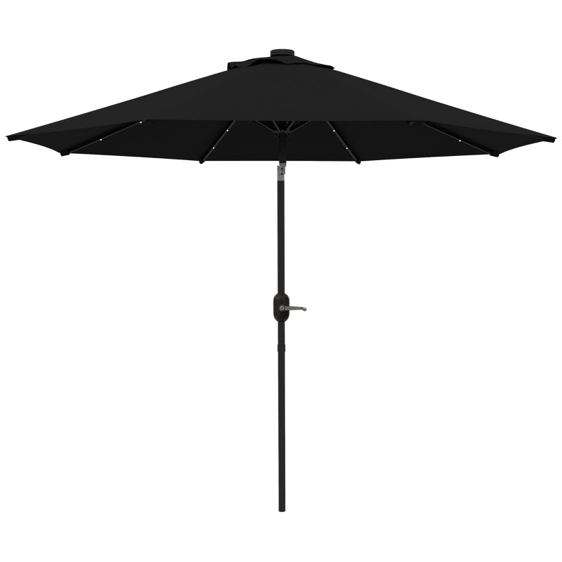 Outsunny 2.7m Patio Garden Umbrella Outdoor Parasol with Tilt Crank and 24 LEDs Lights