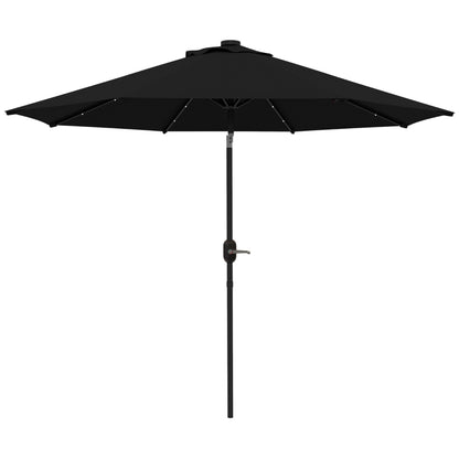 Outsunny 2.7m Patio Garden Umbrella Outdoor Parasol with Tilt Crank and 24 LEDs Lights