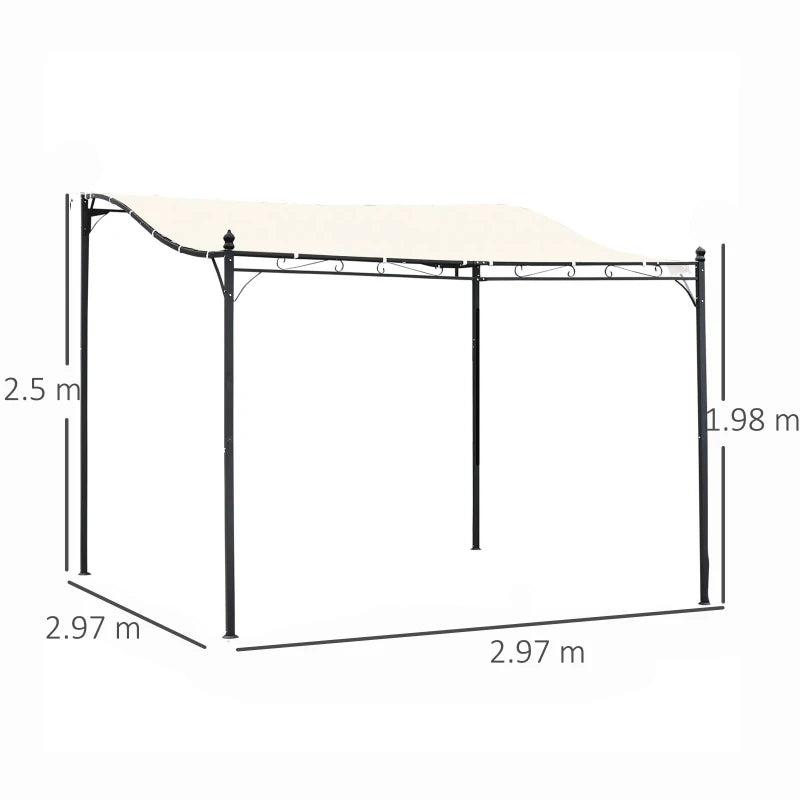 Outsunny 3x3 m Wall Mounted Garden Porch-Black/Cream White