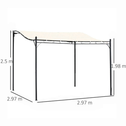 Outsunny 3x3 m Wall Mounted Garden Porch-Black/Cream White