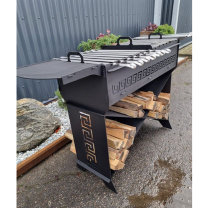 Gamkalve Barbecue IX with Ornaments and Firewood Shelf - D&ROutdoorOasis