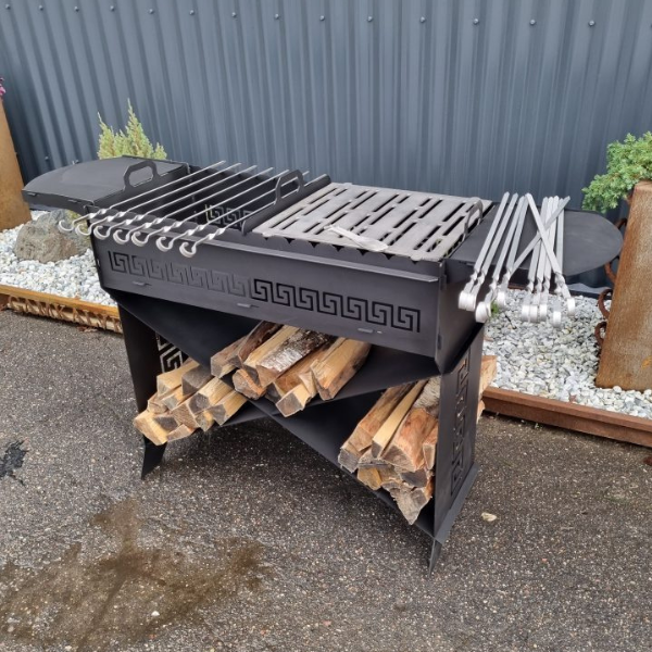 Gamkalve Barbecue IX with Ornaments and Firewood Shelf - D&ROutdoorOasis