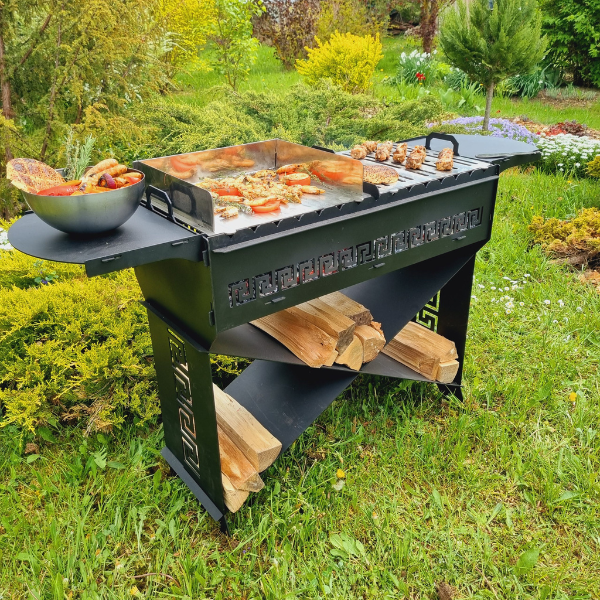 Gamkalve Barbecue IX with Ornaments and Firewood Shelf - D&ROutdoorOasis