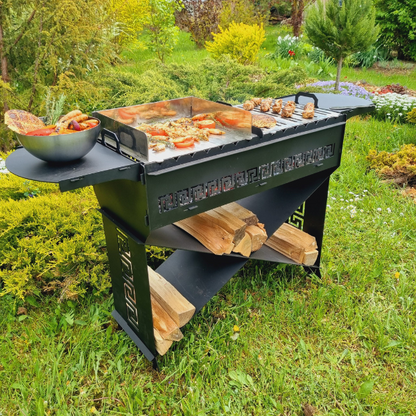 Gamkalve Barbecue IX with Ornaments and Firewood Shelf - D&ROutdoorOasis