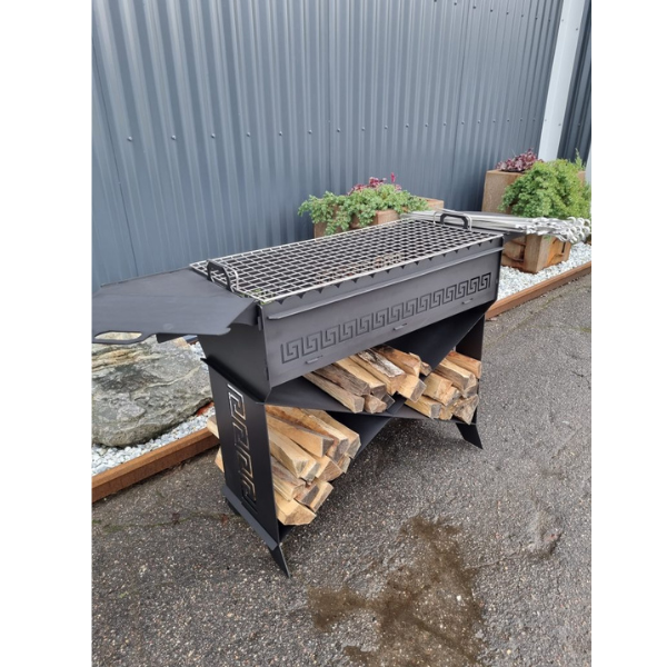 Gamkalve Barbecue IX with Ornaments and Firewood Shelf - D&ROutdoorOasis