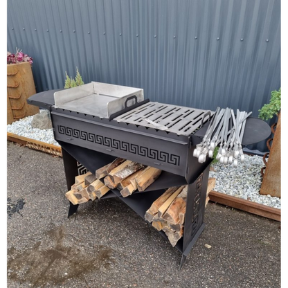 Gamkalve Barbecue IX with Ornaments and Firewood Shelf - D&ROutdoorOasis