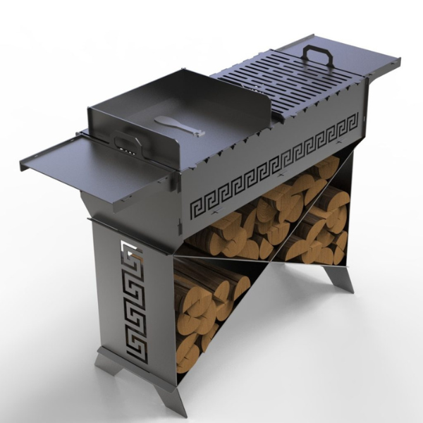 Gamkalve Barbecue IX with Ornaments and Firewood Shelf - D&ROutdoorOasis