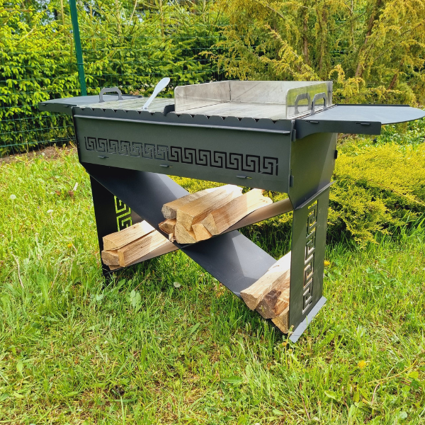 Gamkalve Barbecue IX with Ornaments and Firewood Shelf - D&ROutdoorOasis