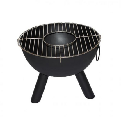 Gardeco CASA black steel fire bowl 50 cm dia inc BBQ grill - D&ROutdoorOasis