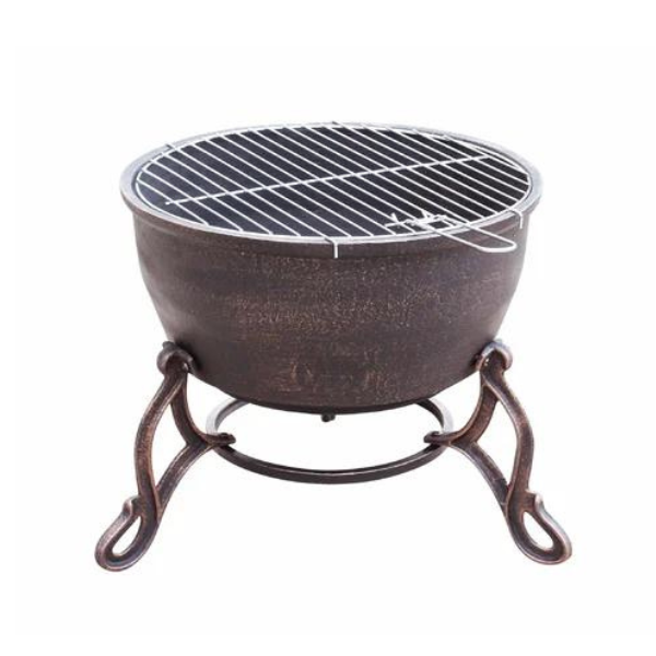 Gardeco Elidir cast iron fire bowl, including BBQ grill - D&ROutdoorOasis