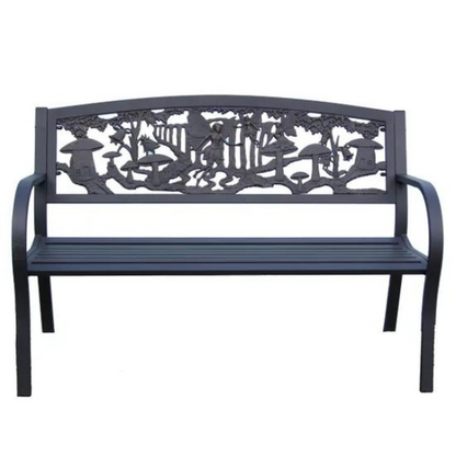 Gardeco Steel framed cast iron bench with fairies - D&ROutdoorOasis