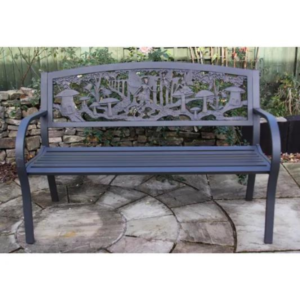 Gardeco Steel framed cast iron bench with fairies - D&ROutdoorOasis