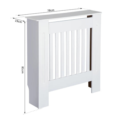 HOMCOM MDF Radiator Cover Wooden Cabinet Shelving Home Office Vertical Slatted Vent White 78L x 19W x 81H