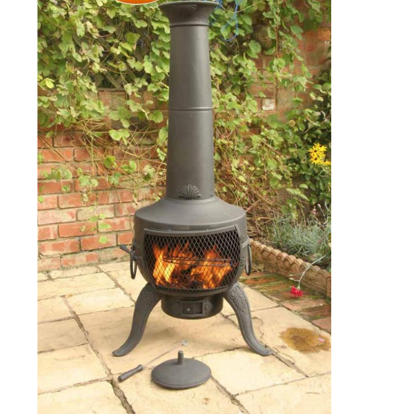 Gardeco  Large Tia Chimenea in Bronze, inc BBQ grill - D&ROutdoorOasis