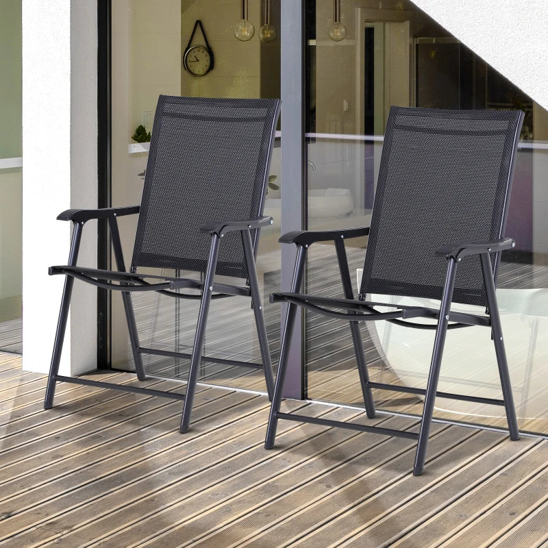 Outsunny Steel Frame Set of 2 Foldable Outdoor Garden Chairs