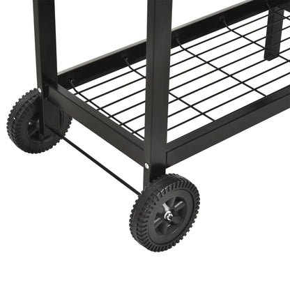 Outsunny Steel 2-Grill Charcoal BBQ w/ Wheels Black