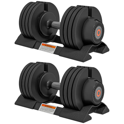 SPORTNOW 2 x 20KG Adjustable Dumbbells Set, 4-in-1 Weights Set with Storage Tray and Non-Slip Handle, Home Gym Fitness Equipment, Black