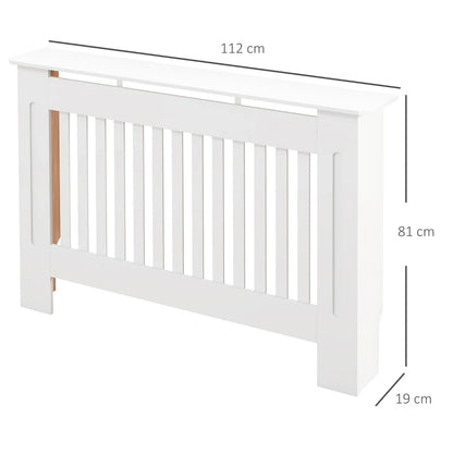 HOMCOM Slatted Radiator Cover Painted Cabinet MDF Lined Grill in White (112L x 19W x 81H cm)