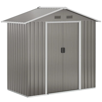 Outsunny 6.5ft x 3.5ft Metal Garden Storage Shed for Outdoor Tool Storage with Double Sliding Doors and 4 Vents