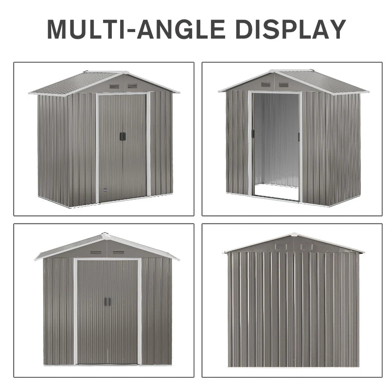 Outsunny 6.5ft x 3.5ft Metal Garden Storage Shed for Outdoor Tool Storage with Double Sliding Doors and 4 Vents