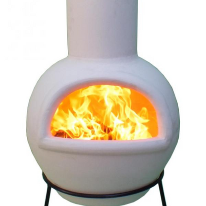 Sempra Large Chimalin AFC Chimenea in Natural Clay with Lid and Stand - D&ROutdoorOasis