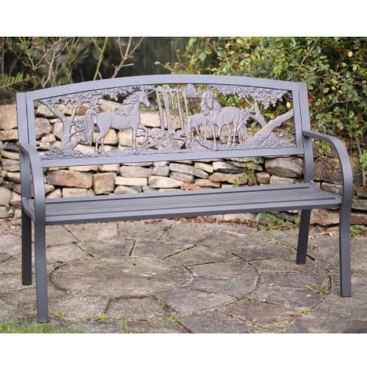 Steel Framed Cast Iron Bench-Unicorn - D&ROutdoorOasis