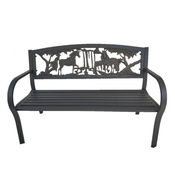 Steel Framed Cast Iron Bench-Unicorn - D&ROutdoorOasis