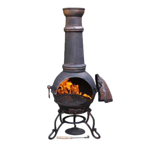 Toledo XL Cast Iron Chimenea in black - D&ROutdoorOasis