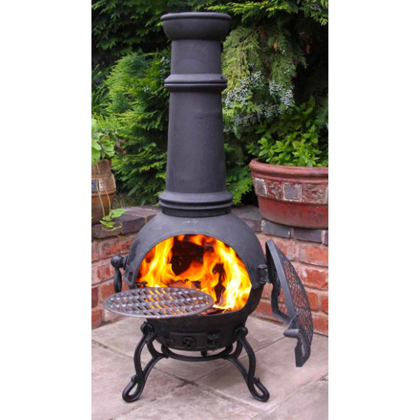 Toledo XL Cast Iron Chimenea in black - D&ROutdoorOasis